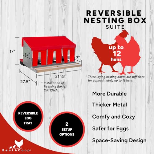 RentACoop Roll-Out Reversible Nesting Box Suite (3 Compartment) for Chickens, Ducks, Poultry - Image 3