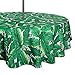 DII 100% Polyester, Spill proof and Waterproof, Machine Washable, Outdoor Tablecloth With Zipper and Umbrella Hole, 60" Round, Banana Leaf, Seats 4 People