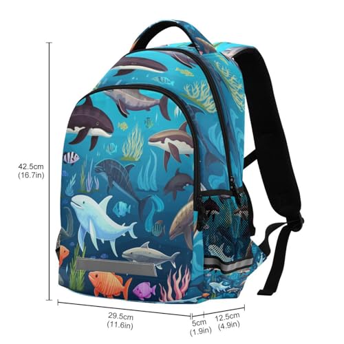 JSTEL Ocean Theme School Backpack for Kid 5-13 yrs,Sea Animal Backpack Kindergarten School Bag,172