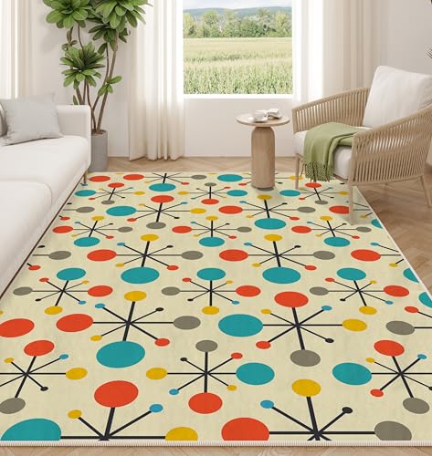 Tapete Retro para Sala y Dormitorio 3x5 ft Amarillo Antideslizante miniatura 1