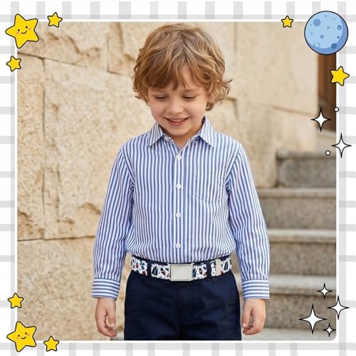 Image of GUSTAVE 2pcs Belt for Kids, Stretchy Kids Belt for Boys Girls, Fashion Adjustable Waist Belts, Elastic Silver Buckle Child Toddler Belts