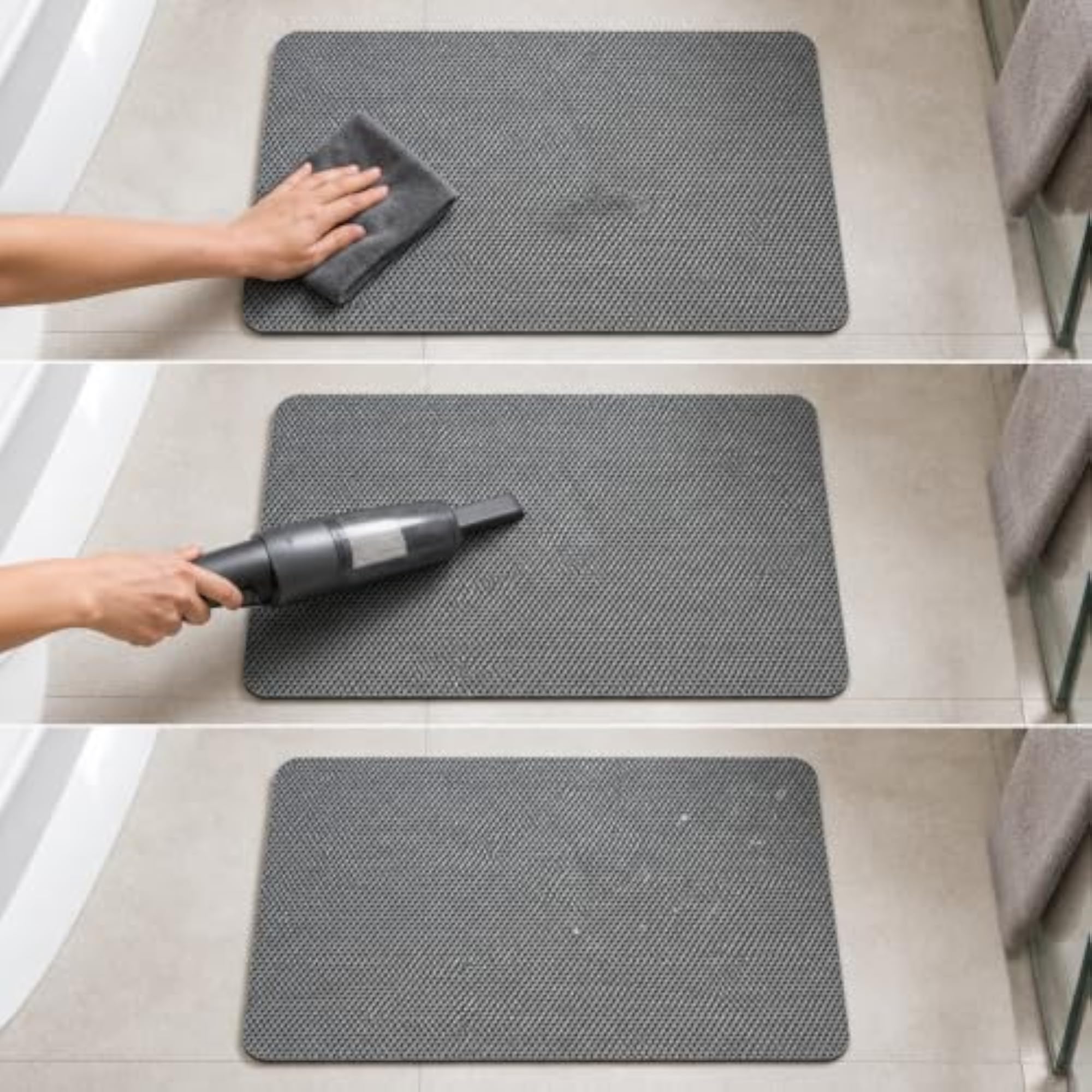 Non-Slip PVC Hollow Bathroom Floor Mat, Custom Grey