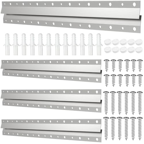 Image of French Cleat Hanger 16 Inch - 4 Pairs, Z Bar Hanger Supports 60 Lbs, Interlocking Wall Mounting Bracket Hardware Kit for Hanging Mirrors, Picture, Shelf, Whiteboard, Art, Frames