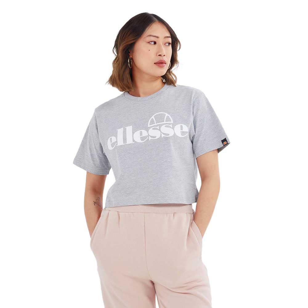 Ellesse Womens Silo Cropped T-Shirt, Grey Marl, 12 EU