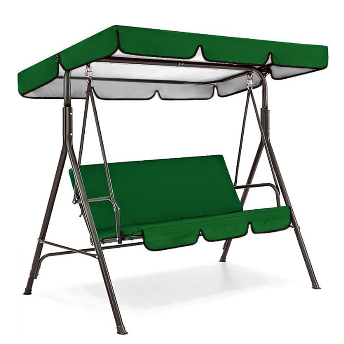 Porch Swing with Stand, Adjustable Canopy and Removable Cushions for Backyard, Garden, Poolside, Balcony, All Weather Protection Porch Swings