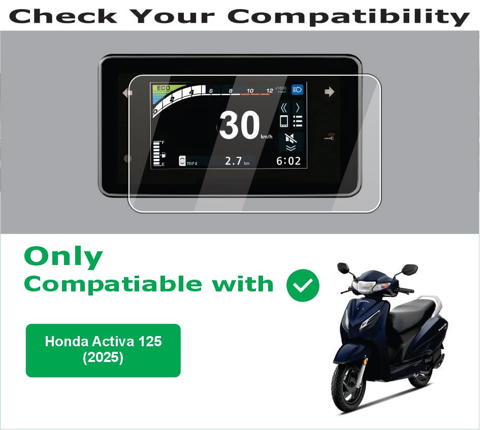 Image of OHAYO 9H Hard Screen Protector for Honda Activa 125 & Activa 110 Digital Display | Scratch Resistant, Military Strength, HD Clear, Bubble-Free | Non-Glass Film Protection for Scooter Instrument Cluster Full Coverage
