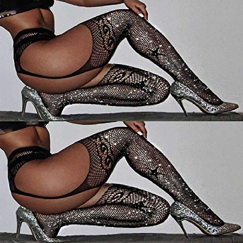 ZHANGNUO Medias Sexis Rhinestone Muslo Medias Altas Medias De Carnaval Medias De...