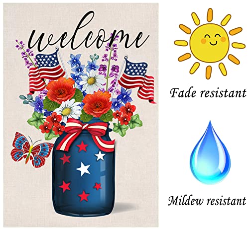 Akeydeco Happy Independence Flag,28X40 Inch Independence Day Garden Flags With Two Grommets Double Sided Printing 2 Layer Burlap Veterans Day Flag For Your Memorial Day Flag Decoration #TOP4