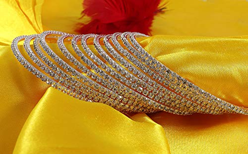 ZULKA Non-Precious Metal with Base Metal and Zircon Gemstone Studded Premium and Traditional Glossy Finished Sleek Bangle set for Women and Girls (Image - 3)