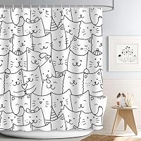 Ganshan Bi Divertida cortina de ducha con retrato de gato Skookum, acuarela, gatito, mascota, estampado de animales, cortinas de baño para baño, decoración del hogar con 12 ganchos, 72 x 72 pulgadas