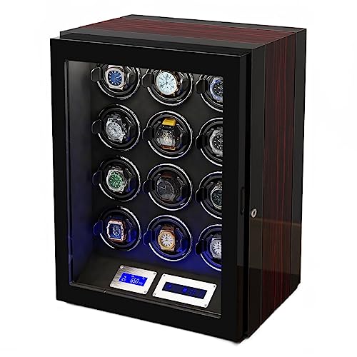 GIQKDZNUO Caja de Seguridad para 12 Relojes automáticos, Almacenamiento de múltiples Joyas con Cerradura, Caja de Seguridad para enrollar Relojes.