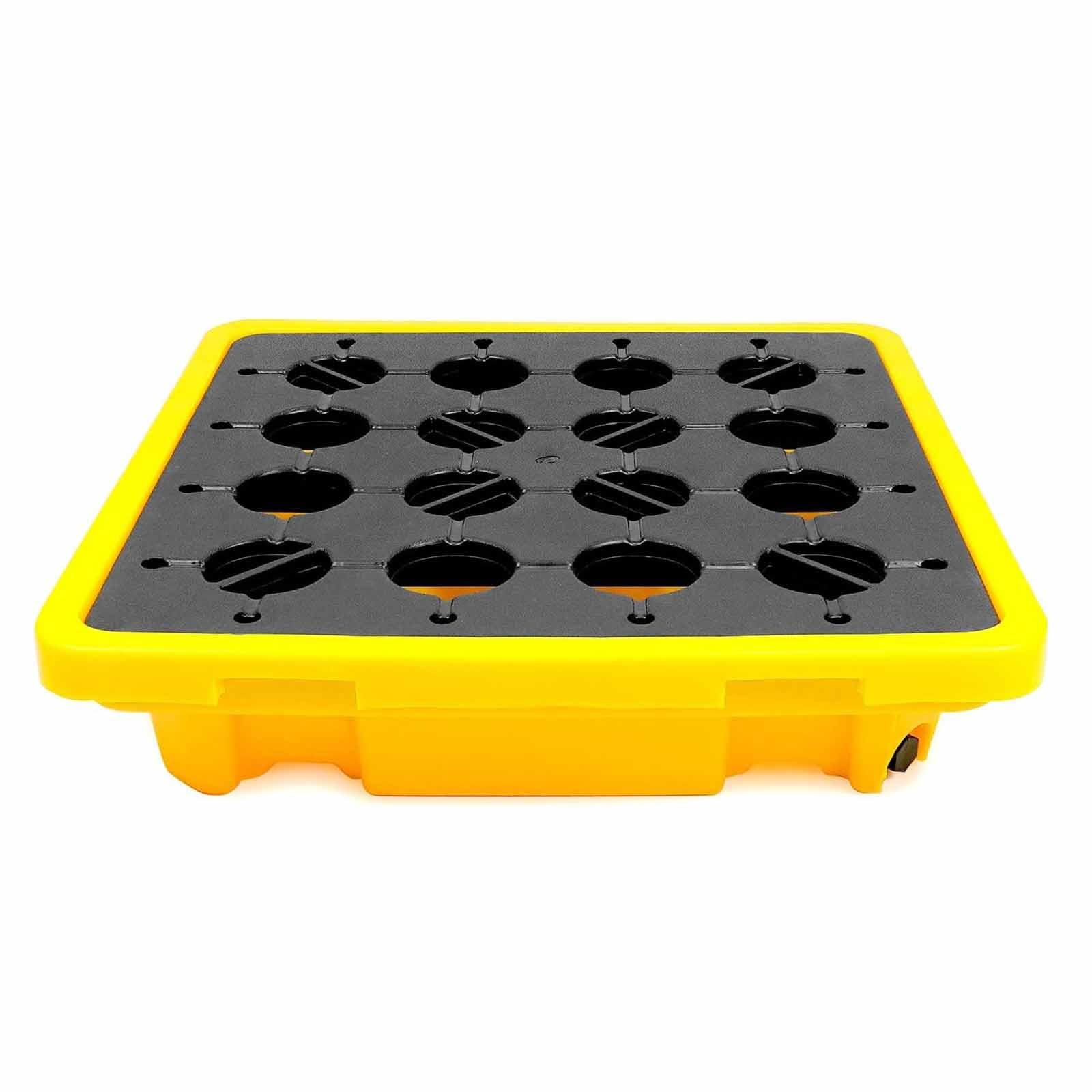 JKJZSALJ Stackable Oil Drum Spill Pallet With Drain, Heavy-Duty Spill Platform For Industrial Use, Flat Top Grating, Ideal For Warehouse, Garage & Supermarket Storage,72x72x16cm