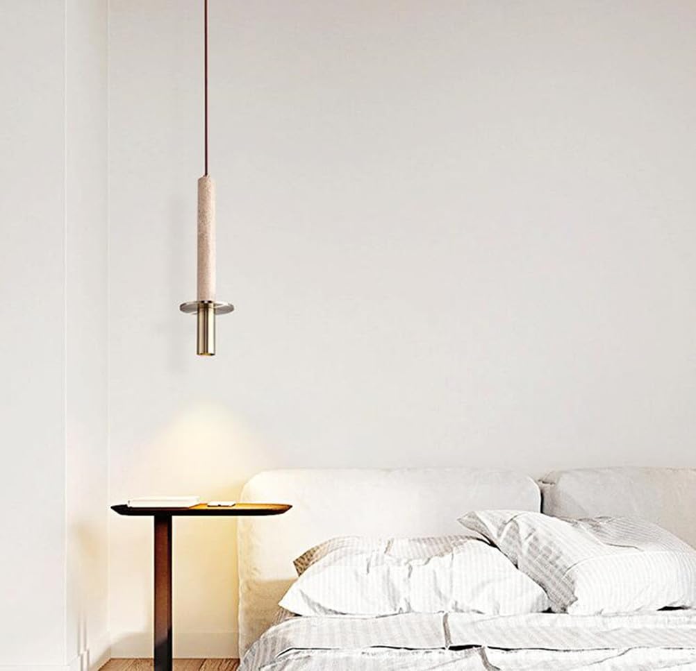 Suspension LED en travertin jaune pour éclairage doux