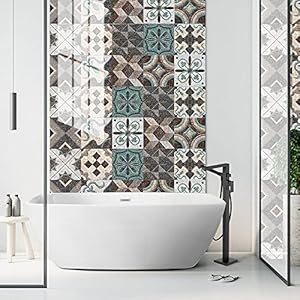 Vinilos Pared Cocina Mandala Gris Marrón Vinilo Adhesivo Cenefas Adhesivas Baño Cocina Azulejos Decorativos Adhesivos Ba…