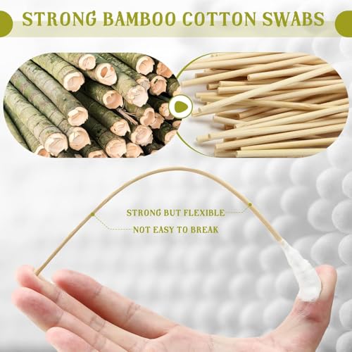 Image of Large Cotton Swabs in Storage Box, 6 Inch Dog Ear Swabs with Bamboo Handle for Dogs - Soft Cotton Tips, Gentle and Lint-Free, Specially Designed for Dog,Large Area Cleaning Solution (200)