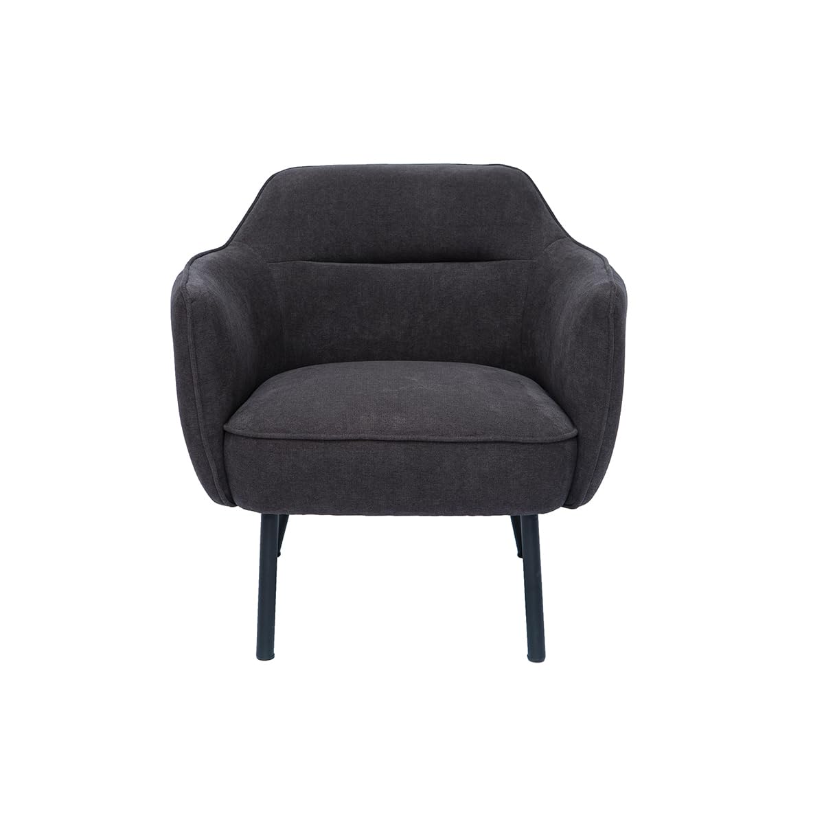 Fauteuil design en tissu effet velours gris foncé et métal noir LAURENS