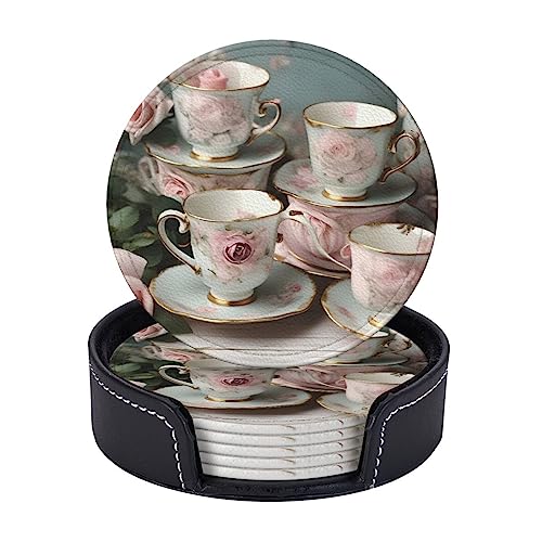 Tasses à thé avec roses imprimées romantiques en polyuréthane résistant - 6