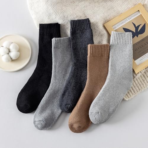 Image of Tavaleu Wool Socks for Women - Winter Soft Thick Warm Socks Vintage Crew Boot Sock Casual