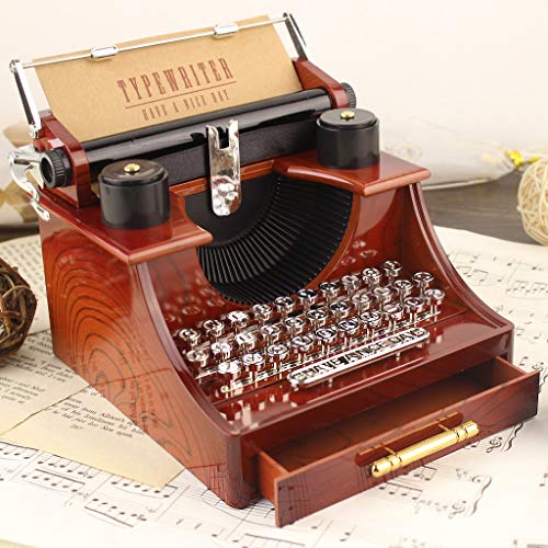 Caja de música vintage SYLUOQP para eliminar el estrés diario con decoración retro mecánica 3