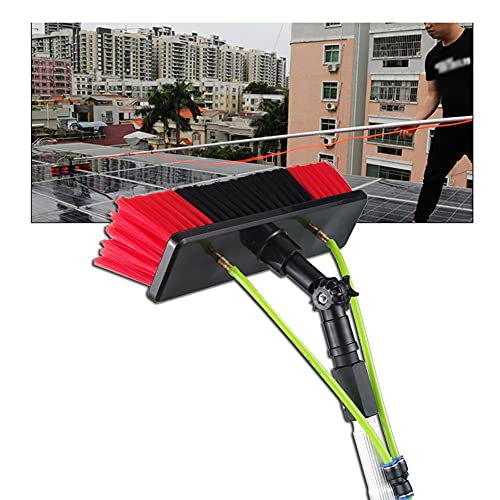 YJFENG 9/10/12m Fensterputzstangen-Set, Waschanlage Für Sonnenkollektoren, 1m Stangenspleißung Mit Wasserpumpe, 30cm Bürstenkopf Für Photovoltaik, Dach, Hochhaus (Color : Silver, Size : 10m) Cover