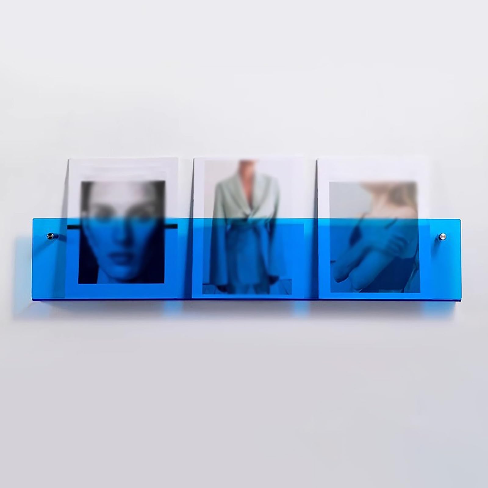 Estantería Flotante de Pared y revistero acrílico - Exhibidor de folletos de 60 cm para Oficina, Sala de Espera y Sala de Estar - Literatura Elegante