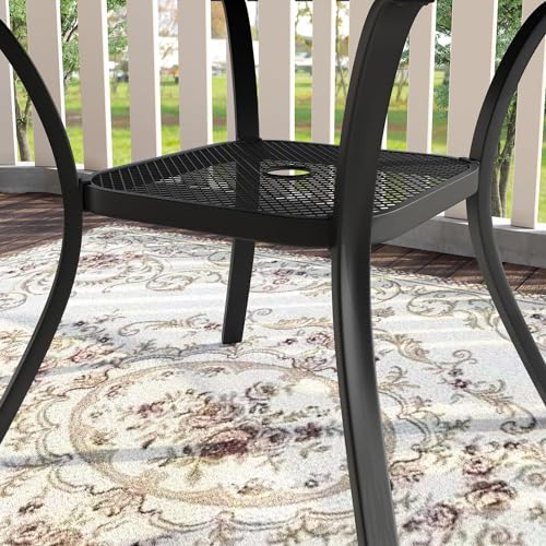 Image of VICLLAX Patio Dining Set for 4-40.6 inch Round Table & Cushioned Seats, Black