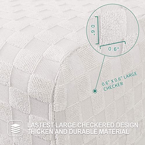 Image of YEMYHOM 6 Pieces Stretch Loveseat Recliner Slipcover Jacquard Recliner Sofa Cover with Side Pocket Fitted Recliner Cover Couch Furniture Protector with Elastic Bottom (Loveseat Recliner, White)
