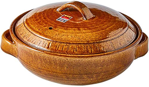 WDSOPK Olla De Cocina, Olla Japonesa para Fondue, Cacerola Redonda De Cerámica con Tapa, Olla para Guisos Solw, Cazuela, Olla De Barro, Olla De Lodo, Utensilios De COC