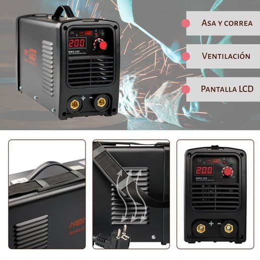 QUALITY PRO TOOLS | Soldador Inverter Profesional MMA-200amp al 60% | Funciones Hot Start, Arc Force y Anti Stick | Máquina de Soldar Ligera, Portatil y Facil de Usar