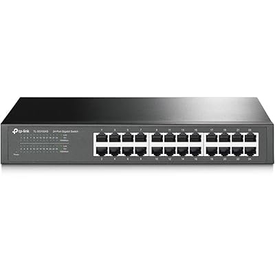 TP-Link 24 Port Gigabit Ethernet Switch Desktop/ Rackmount Plug & Play Shielded Ports Sturdy Metal Fanless Quiet Traffic Optimization Unmanaged (TL-SG1024S)