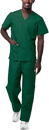 Sivvan Durable Unisex Scrubs Set - Classic V-Neck Scrub Top & Drawstring Scrub Pants for Men & Women, 5 Pockets