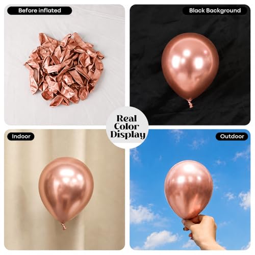 Image of Togvu Rose Gold Balloons, 50Pack 5 Inch Small Mini Chrome Rose Gold Latex Party Balloons for Birthday Bridal Baby Shower Wedding Graduation Party Decorations Supplies