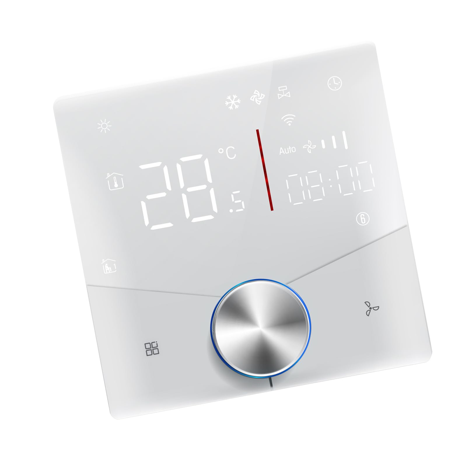 Aramox Termostato Wi-Fi ABS Regolatore Intelligente del Condizionatore d'aria da 41 a 95F Manopola LED Tasti a Sfioramento Regolatore di Temperatura CA a 2 Tubi per Riscaldamento di Raffreddamento