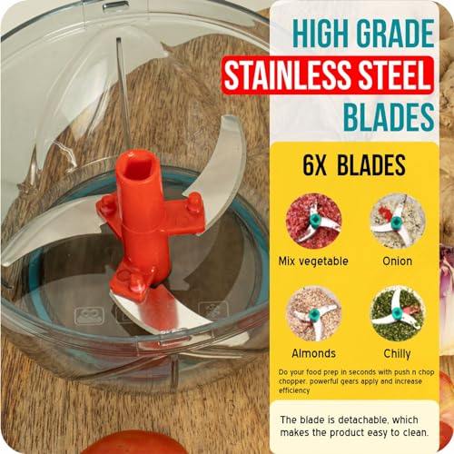 Image of TEKCOOL Multipurpose Plastic Vegetable Chopper Cutter 3 Blades for Effortlessly Chopping Vegetables and Fruits for Your Kitchen, Pool Green (470 ML);