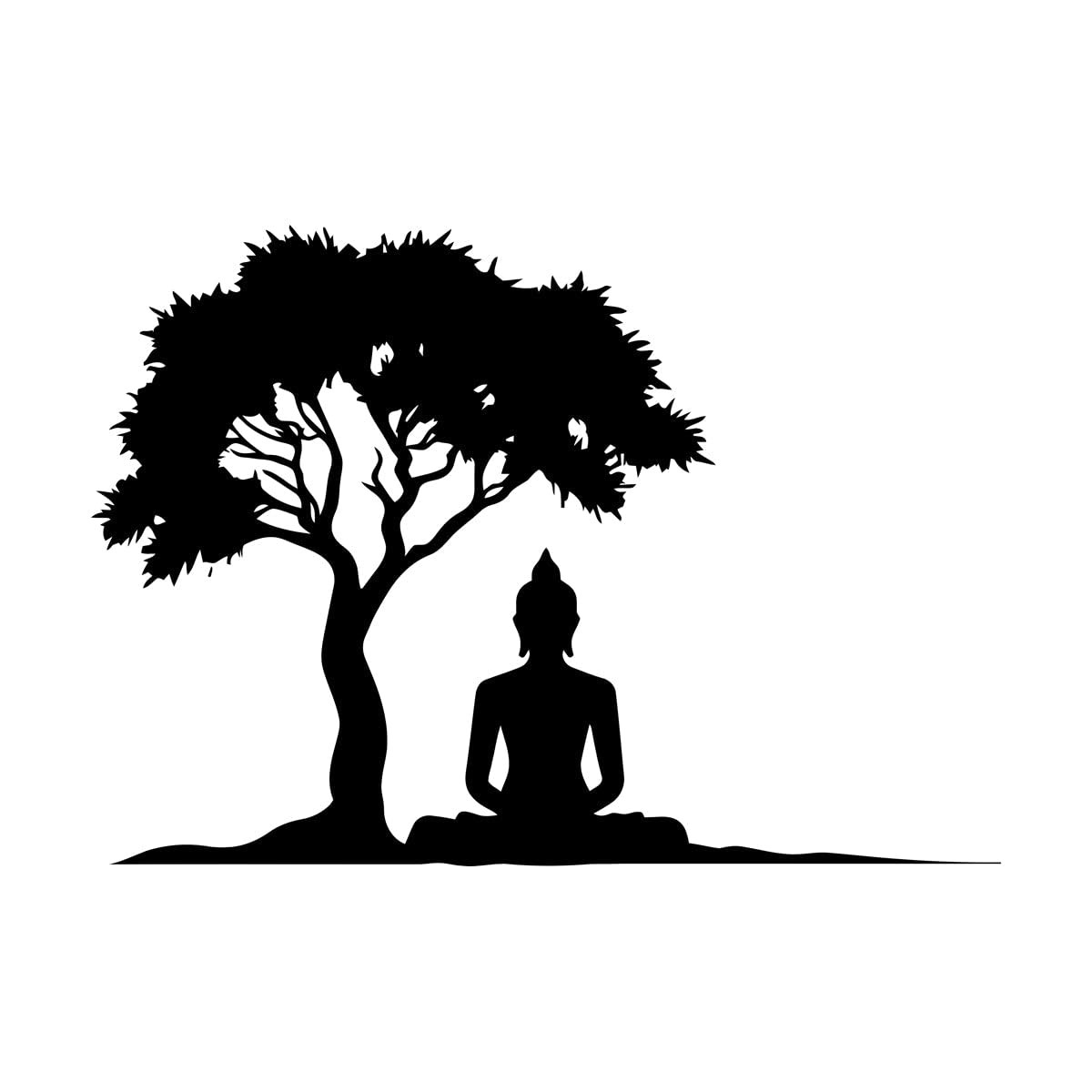 Lotus Pose Buddha Sitting Silhouette Meditation Room Wall Stickers Paster Paper 54x76.8cm Easy Installation Large Black