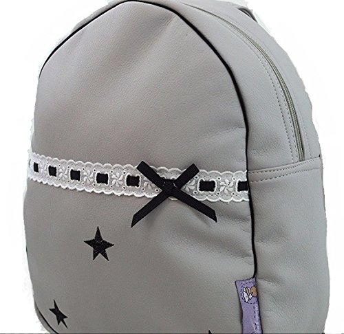Mochila Infantil de Polipiel - Mochila Personalizable para Bebé - Modelo Sydney - Color Gris + Negro - Medidas 28 x 24 x 11 cm - Personalizar Regalos - Handmade - Hecho en España - Nenel