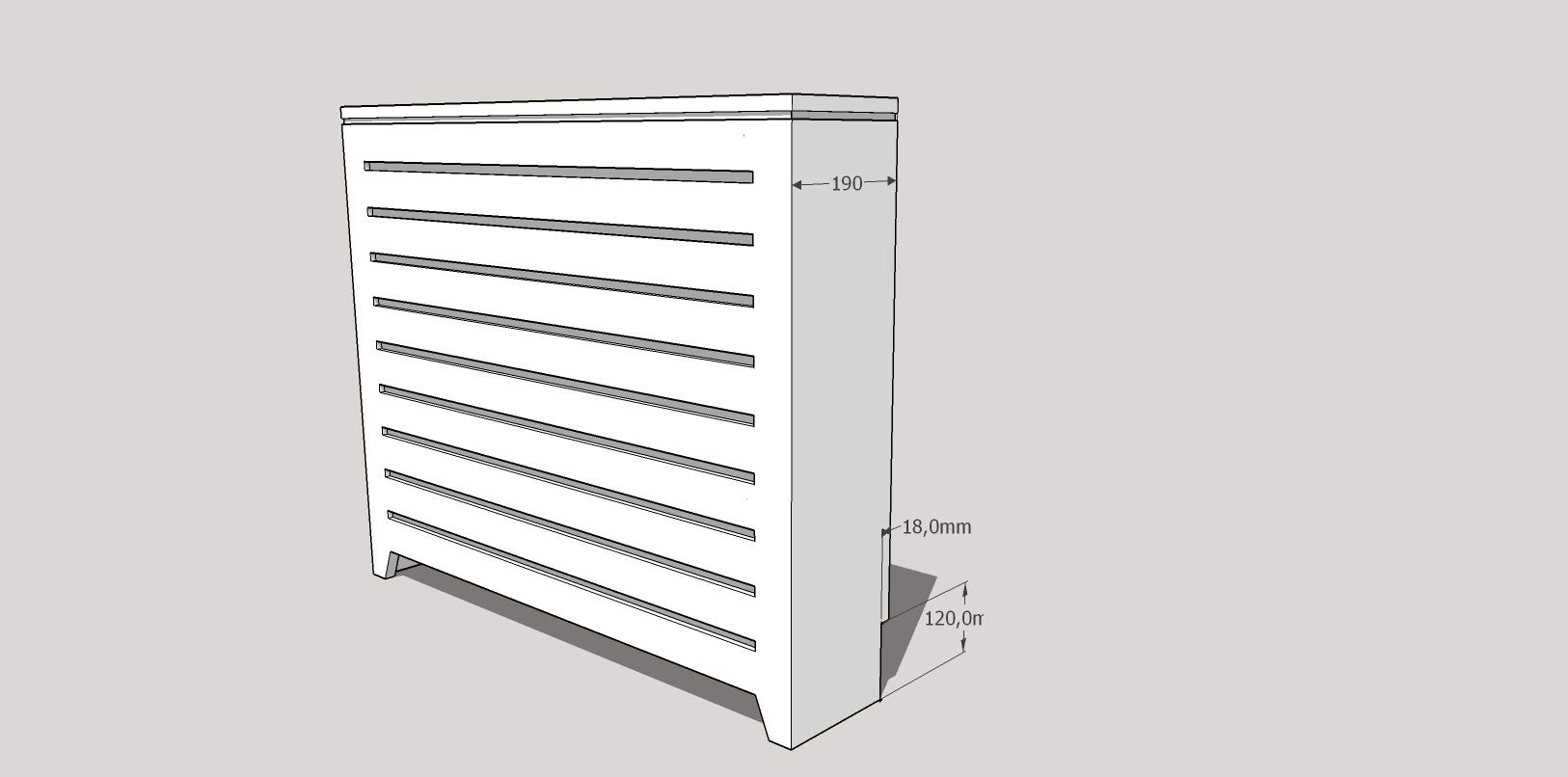 Cubre radiadores Barniz Roble. Diferentes Medidas. También fabricamos a Medida. Consultar: info@greca.info Tfno 948312264 (64 * 19 * 87 cms)