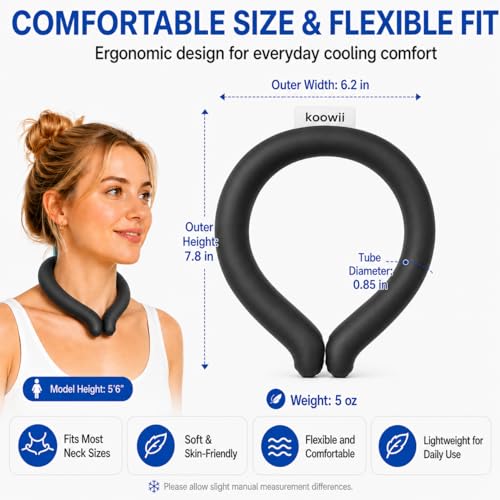 Image of 2-Pack Neck Cooling Tubes with Insulated Carry Bag | Reusable PCM Neck Cooling Rings, Hands-Free Wearable Neck Cooler for Summer Travel, Outdoor Work, Walks, and Sports
