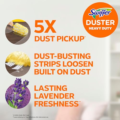 Image of Swiffer Dusters Heavy Duty Multi-Surface Duster Refills for Cleaning, Lavender, 11 Count