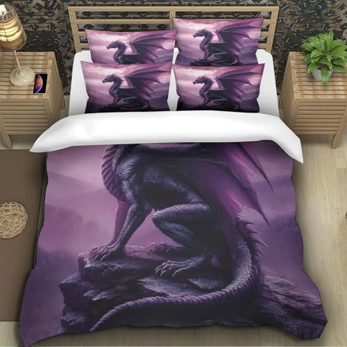 Parure de lit papillon violet microfibre housse couette 260x220cm 3D