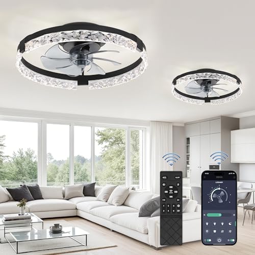 Image of LEDIARY 2-Pack 20 inch Ceiling Fans with Lights, APP & Remote, Black