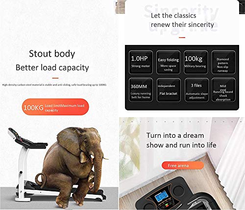 Image of Folding Treadmills Treadmill Foldable Steel Frame Treadmill Adjustable Tilt Fitness Exercise Cardiopulmonary Function Jogging