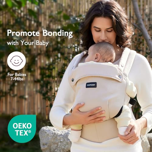 momcozy baby carrier - ergonomic cozy and lightweight carrier for 7-44lbs effortless to put on ideal for hands-free parenting enhanced lumbar support purehug for infant to toddler khaki