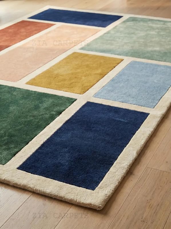 Image of zia carpets Hand Tufted Woollen Modern Collection Bedroom & Living Room Carpet Size 6 X 6 Feet