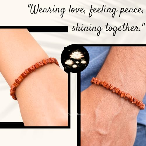 Image of Certified Red Goldstone Bracelet for Women Men with Healing Crystal and Reiki Stone - Beautiful Gemstone Beaded Bracelet for Balance, Harmony & Positive Energy (Chips Stone Beads)