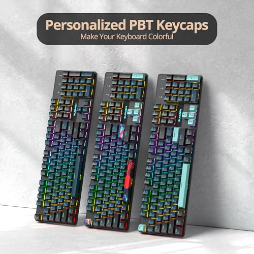 Image of Full Size Mechanical Keyboard, Creamy Keyboard with Number Pad, 104 Keys Wired Gaming Keyboard with Red Switch, RGB Backlit for PC Laptop