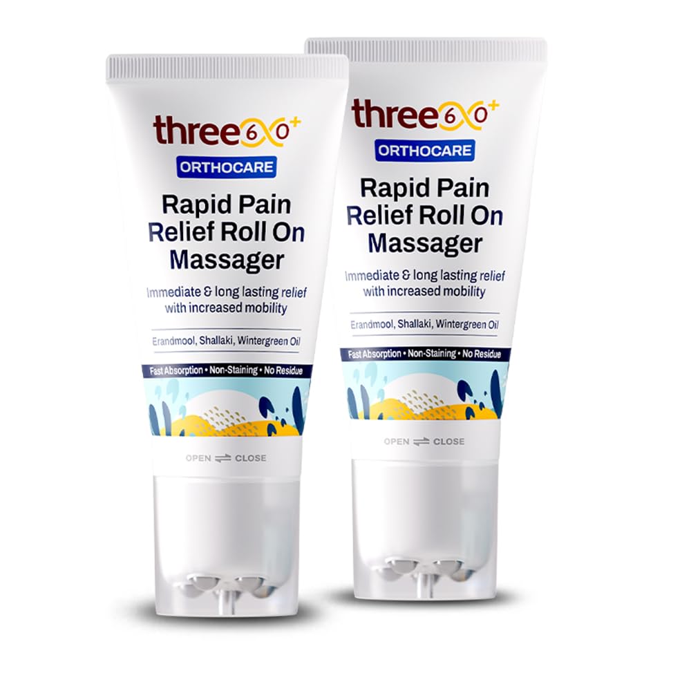 three60+ RAPID PAIN RELIEF Roll On Massager | Immediate and Long-Lasting Pain Relief | Erandmool, Shallaki, Wintergreen Oil, Nirgundi | Fast Absorption | Targeted, Hands-Free Massage Application (Pack of 2)-image-18