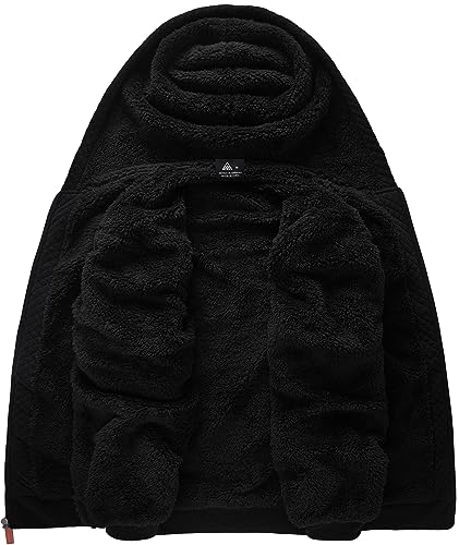ZITY Men's Zip Up Hoodie Sherpa Lined Heavyweight Jacket Waffle Knit Fleece Thick Winter Warm Sweatshirt3