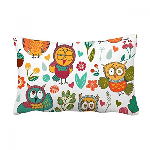 Coussin de décoration fleurs plantes et hiboux : idée cadeau idéale