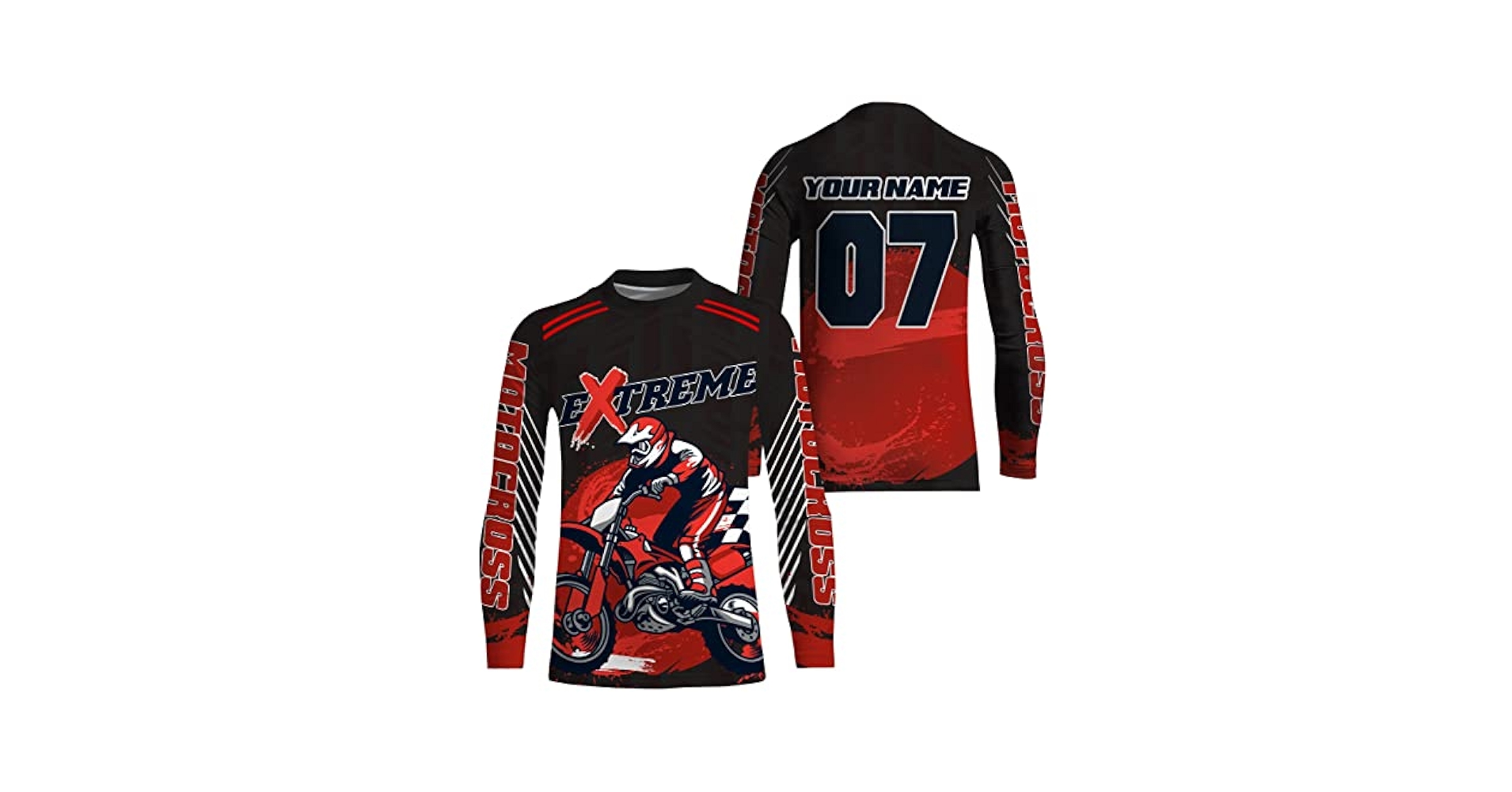 Amazon.com: Kid&Adult Custom Red UPF30+ Motocross Jersey